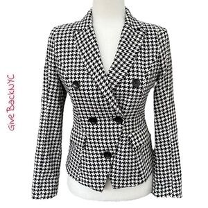 Women's Black and White Houndstooth Blazer